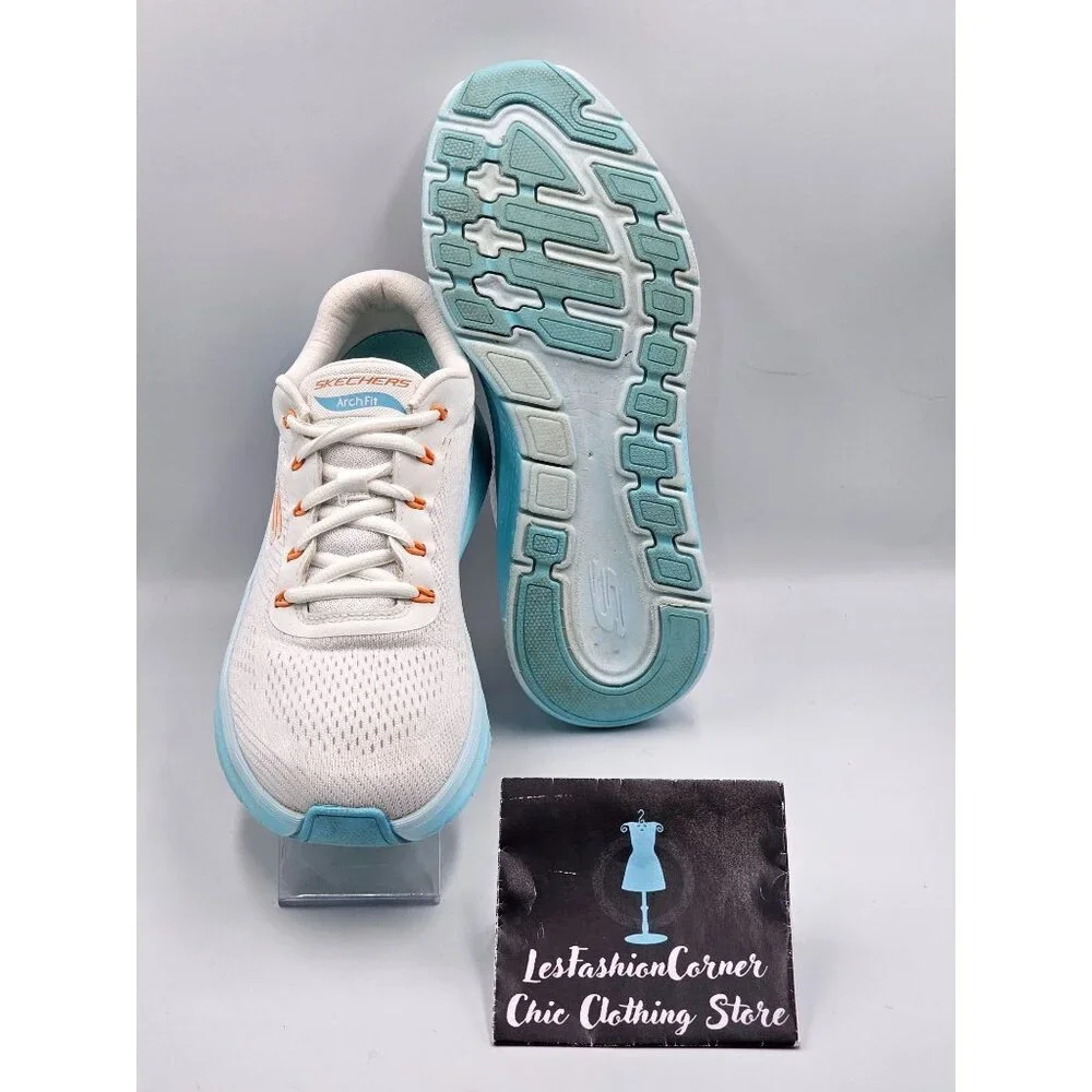 Skechers Men's White & Aqua Arch Fit 2 Athletic Running Sneakers Size 8.5 2904 - Picture 3 of 16